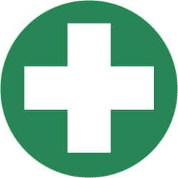 NMC - Hard Hat Label - White on Green, 2" Thick, For Accident Prevention - Exact Tooling