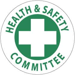 NMC - Health & Safety Committee, Hard Hat Label - Green on White, 2" Thick, For Accident Prevention - Exact Tooling