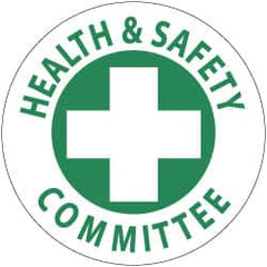 NMC - Health & Safety Committee, Hard Hat Label - Green on White, 2" Thick, For Accident Prevention - Exact Tooling