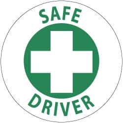 NMC - Safe Driver, Hard Hat Label - Green on White, 2" Thick, For Accident Prevention - Exact Tooling