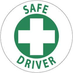 NMC - Safe Driver, Hard Hat Label - Green on White, 2" Thick, For Accident Prevention - Exact Tooling