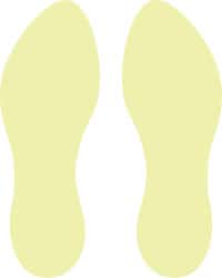NMC - Foot Prints (Graphic), Pressure Sensitive Vinyl Exit Sign - 6" Wide x 10" High, Glow-in-the-Dark - Exact Tooling