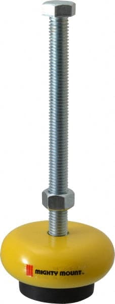 Gibraltar - 500 Lb Capacity, 1/2-13 Thread, Zinc Stud, Machine Socket Mount Leveling Mount - 6" Stud Length, 3" Base Diam, Elastomer Pad - Exact Tooling