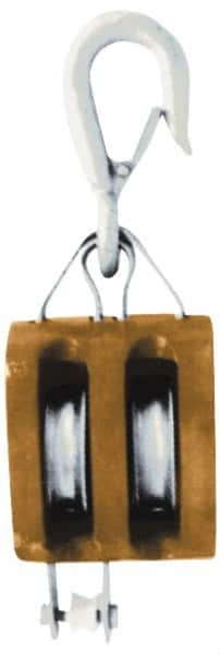 Value Collection - 1, 800 Lbs. Load Limit, Shell Pulley - Single Sheave, 3-1/2 Inch Outside Diameter, Fibrous Rope, 3/4 Inch Diameter, Wood - Exact Tooling