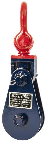 Value Collection - 8, 800 Lbs. Load Limit, Side Release Snatch Block - Single Sheave, 4-1/2 Inch Outside Diameter, Wire Rope, 3/8 Inch Diameter, Steel - Exact Tooling