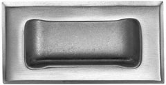 Made in USA - 4" Overall Width x 2" Overall Height, 0.63" Recess Depth, Satin Recessed Pull - Stainless Steel, 1.4" Recess Height, 3.19" Recess Width, 3.62" Center to Center - Exact Tooling