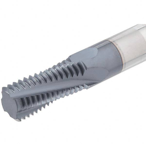 Iscar - #10-32, #12-32, #8-32 UNC, UNEF, UNF, 0.126" Cutting Diam, 3 Flute, Solid Carbide Helical Flute Thread Mill - Internal Thread, 6.8mm LOC, 58mm OAL, 6mm Shank Diam - Exact Tooling