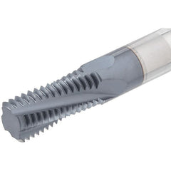 Iscar - M10x1.50 Metric Coarse, 0.2756" Cutting Diam, 3 Flute, Solid Carbide Helical Flute Thread Mill - Internal Thread, 24.8mm LOC, 76mm OAL, 8mm Shank Diam - Exact Tooling