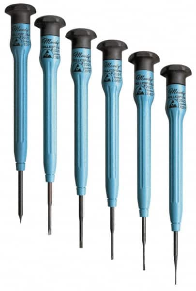 Moody Tools - 6 Piece Slotted Screwdriver Set - Round Shank, Multi Handle - Exact Tooling