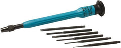 Moody Tools - 7 Piece Slotted Screwdriver Set - Round Shank, Single Handle, Blade Sizes: Width 0.025, 0.04, 0.055, 0.07, 0.08 & 0.1 - Exact Tooling