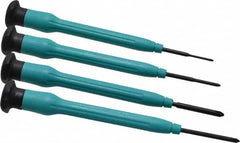 Moody Tools - 4 Piece JIS & Phillips Screwdriver Set - Round Shank, Multi Handle, Bit Sizes: Philips JIS: #000 to #00, Phillips: #0 to #1 - Exact Tooling