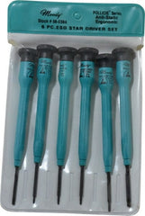 Moody Tools - 6 Piece Torx Screwdriver Set - Round Shank, Multi Handle, Bit Sizes: Torx T3, T4, T5, T6, IP8 & IP10 - Exact Tooling