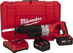 Milwaukee Tool - 28V, 0 to 2,000, 0 to 3,000 SPM, Cordless Reciprocating Saw - 1-1/8" Stroke Length, 15-7/8" Saw Length, 2 Lithium-Ion Batteries Included - Exact Tooling