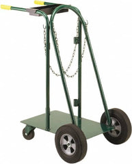 Little Giant - 600 Lb Capacity 40" OAH Cylinder Cart - Dual Grip Handle, Steel, Rubber Wheels - Exact Tooling