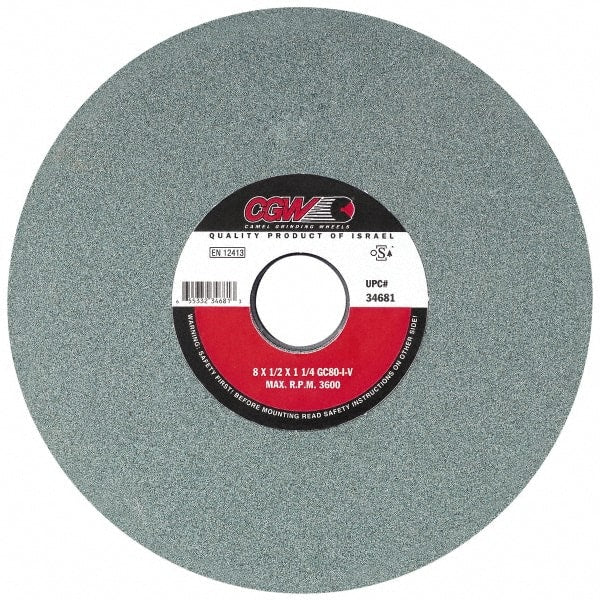 Camel Grinding Wheels - 7" Diam x 1-1/4" Hole x 1" Thick, I Hardness, 100 Grit Surface Grinding Wheel - Silicon Carbide, Type 5, Fine Grade, 3,760 Max RPM, Vitrified Bond, One-Side Recess - Exact Tooling