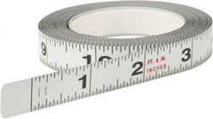Starrett - 12 Ft. Long x 1/2 Inch Wide, 1/32 and 1/16 Inch Graduation, White, Steel Adhesive Tape Measure - Exact Tooling