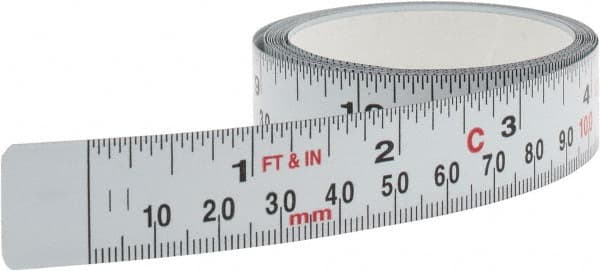 Starrett - 6 Ft. Long x 3/4 Inch Wide, 1/16 Inch Graduation, White, Steel Adhesive Tape Measure - Exact Tooling
