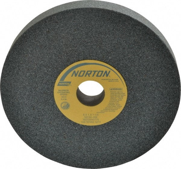 Norton - 8" Diam x 1-1/4" Hole x 1" Thick, J Hardness, 60 Grit Surface Grinding Wheel - Silicon Carbide, Type 1, Medium Grade, 3,600 Max RPM, Vitrified Bond, No Recess - Exact Tooling
