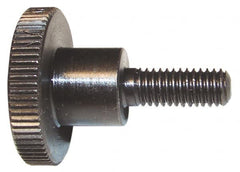 Morton Machine Works - M4x0.70 Knurled Shoulder Grade C-1018 Steel Thumb Screw - 34.5mm OAL, 16mm Head Diam x 3.5mm Head Height - Exact Tooling