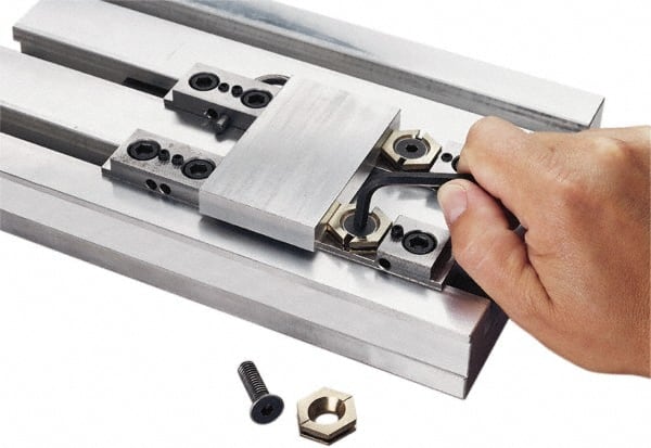 Kurt - 11/16" Aluminum Bronze Hex, 1/4-20 Stud Thread, Symmetrical Hex Clamp - 3/16" Hex Height, 987 Lb Holding Force, Alloy Steel Stud, 0.625" Long Thread, 11 Ft/Lb Torque, 6 Clamps - Exact Tooling
