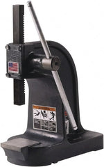 Dake - 1" Ram, 4-1/2" Throat Depth, 1-1/2 Ton Manual Arbor Press - 7-3/4" Max Work Height x 9" Max Work Width, Single Leverage, 32:1 Leverage Ratio, 6" Base Width x 15" Base Depth - Exact Tooling