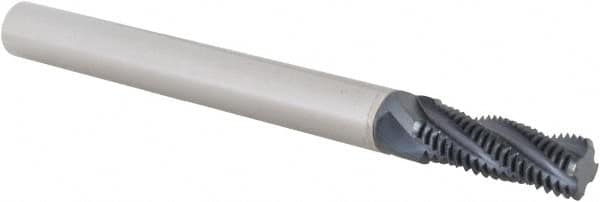 Scientific Cutting Tools - 3/8-24 UNF, 0.29" Cutting Diam, 4 Flute, Solid Carbide Helical Flute Thread Mill - Internal/External Thread, 0.808" LOC, 3-1/2" OAL, 5/16" Shank Diam - Exact Tooling
