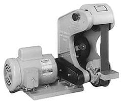 Burr King - 48 Inch Long x 2 Inch Wide Belt Grinder - 1 hp, 220 Volts, Vertical Belt, 6,000 Ft. per Min Belt Speed - Exact Tooling