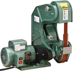 Burr King - 60 Inch Long x 1-1/2 Inch Wide Belt Grinder - 1.5 hp, 120 Volts, Vertical Belt, 800 to 8,000 Ft. per Min Belt Speed - Exact Tooling