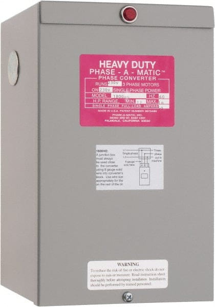 Made in USA - 12 to 18 hp Static Phase Converter - Exact Tooling