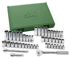 SK - 47 Piece 3/8" Drive Deep Well Socket Set - 6 Points, 1/4" to 7/8" (6mm to 19mm) Range, Inch/Metric Measurement Standard - Exact Tooling