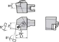 Kennametal - Right Hand Cut, Size KM25, CN.. Insert Compatiblity, External Modular Turning & Profiling Cutting Unit Head - 16mm Ctr to Cutting Edge, 30mm Head Length, Through Coolant, Series Kenloc - Exact Tooling