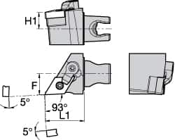 Kennametal - Left Hand Cut, Size KM25, DNMG 432 Insert Compatiblity, External Modular Turning & Profiling Cutting Unit Head - 16mm Ctr to Cutting Edge, 30mm Head Length, Through Coolant, Series Kenloc - Exact Tooling
