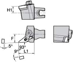 Kennametal - Left Hand Cut, Size KM25, VN.. Insert Compatiblity, External Modular Turning & Profiling Cutting Unit Head - 16mm Ctr to Cutting Edge, 30mm Head Length, Through Coolant, Series Kenloc - Exact Tooling