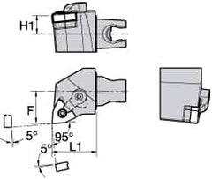 Kennametal - Right Hand Cut, Size KM25, WN.. Insert Compatiblity, External Modular Turning & Profiling Cutting Unit Head - 22mm Ctr to Cutting Edge, 30mm Head Length, Through Coolant, Series Kenloc - Exact Tooling