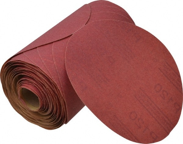 3M - 6" Diam, 120 Grit FEPA, Aluminum Oxide Adhesive PSA Disc - Fine Grade, Red, A Weighted Backing, Flexible, Use with Random Orbital Sanders - Exact Tooling