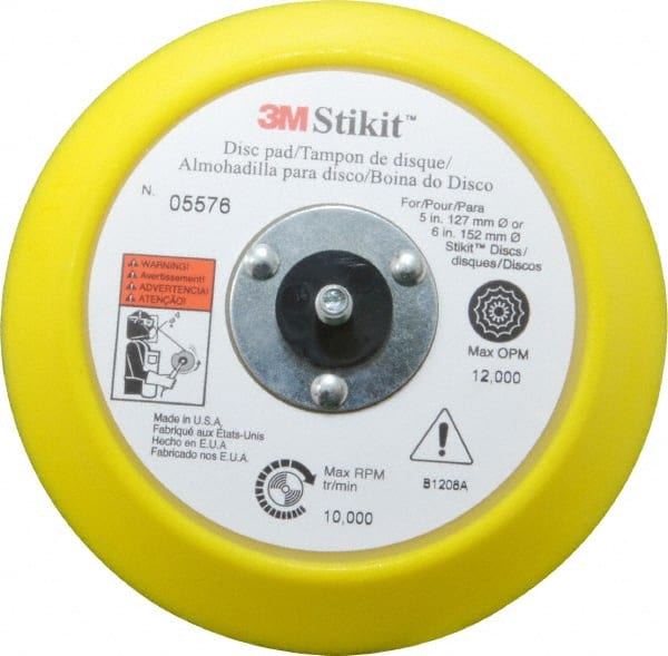 3M - 6" Diam Adhesive/PSA Disc Backing Pad - 3/4" Shank Diam, Medium Density, 10,000 RPM - Exact Tooling