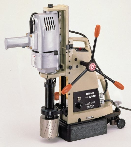 Nitto Kohki - 1-1/4" Chuck, 3" Travel, Portable Magnetic Drill Press - 330 RPM, 7.4 Amps, 2.5 hp, 1600 Watts, 230 Volts - Exact Tooling