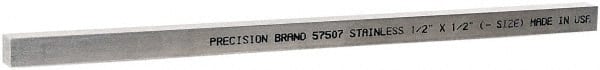 Value Collection - 12" Long x 1/2" High x 1/2" Wide, Plain Key Stock - Stainless Steel - Exact Tooling