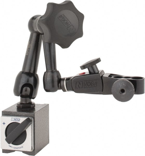 Noga - 70 Lb Magnetic Force, Fine Adjustment Indicator Positioner & Holder with Base - Articulated Arm, Rectangular Base, 35mm Base Height, 40mm Base Length, 30mm Base Width - Exact Tooling
