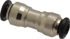 Alpha Technologies - 4mm Outside Diam, Nickel Plated Brass Push-to-Connect Tube Union - 250 Max psi, Tube to Tube Connection, Buna O-Ring - Exact Tooling