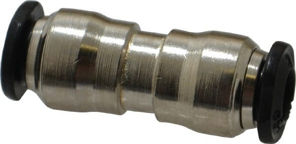 Alpha Technologies - 5mm Outside Diam, Nickel Plated Brass Push-to-Connect Tube Union - 250 Max psi, Tube to Tube Connection, Buna O-Ring - Exact Tooling