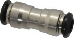 Alpha Technologies - 6mm Outside Diam, Nickel Plated Brass Push-to-Connect Tube Union - 250 Max psi, Tube to Tube Connection, Buna O-Ring - Exact Tooling