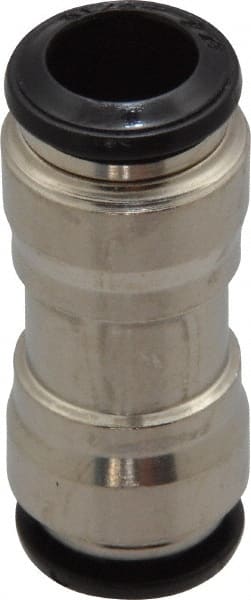 Alpha Technologies - 8mm Outside Diam, Nickel Plated Brass Push-to-Connect Tube Union - 250 Max psi, Tube to Tube Connection, Buna O-Ring - Exact Tooling