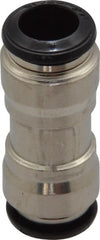 Alpha Technologies - 8mm Outside Diam, Nickel Plated Brass Push-to-Connect Tube Union - 250 Max psi, Tube to Tube Connection, Buna O-Ring - Exact Tooling
