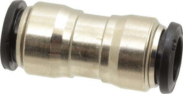 Alpha Technologies - 12mm Outside Diam, Nickel Plated Brass Push-to-Connect Tube Union - 250 Max psi, Tube to Tube Connection, Buna O-Ring - Exact Tooling