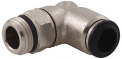Alpha Technologies - 6mm Outside Diam, 1/8 Universal, Nickel Plated Brass Push-to-Connect Tube Male Swivel Elbow - 250 Max psi, Tube to Universal Thread Connection, Buna O-Ring - Exact Tooling