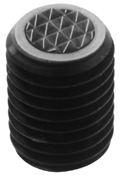 Fairlane - Serrated Tooth, 5/8-18, 5/16" Internal Hex, 1" Thread Length, Black Oxide Finish, Fully Threaded, Adjustable Positioning Gripper - 1/2" Pad Diam, 4-Point Tooth Grade - Exact Tooling