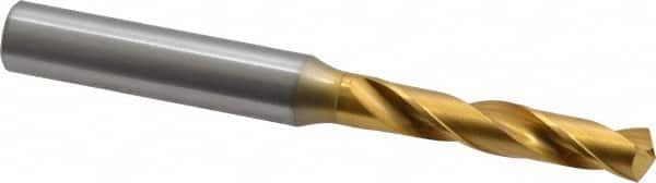 OSG - 0.277" 130° Spiral Flute Cobalt Screw Machine Drill Bit - TiN Finish, Right Hand Cut, 1-1/2" Flute Length, 3-5/16" OAL, Standard Point, Straight Shank - Exact Tooling