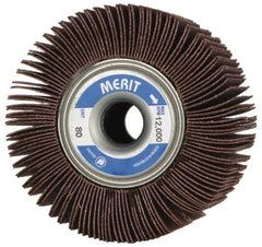 Merit Abrasives - 3-1/2" Diam, 80 Grit Ceramic Unmounted Flap Wheel - 5/8" Hole, 2" Wide, Coated, Medium Grade, 12,000 Max RPM , Cloth Backing - Exact Tooling