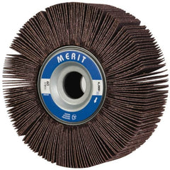 Merit Abrasives - 6" Diam, 60 Grit Aluminum Oxide Unmounted Flap Wheel - 1" Hole, 2" Wide, Coated, Medium Grade, 6,000 Max RPM , Cloth Backing - Exact Tooling